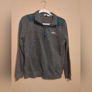 Vineyard Vines Gray Plaid Half Zip Pullover size Medium